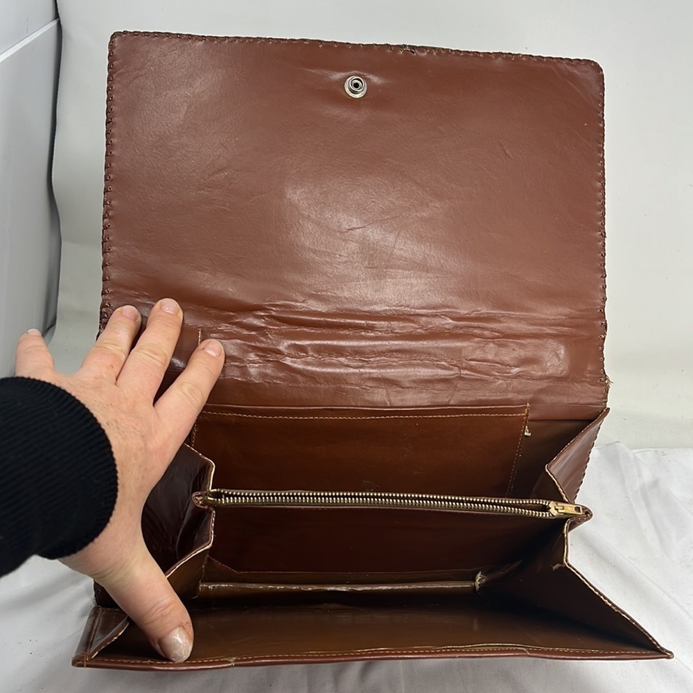 Crocodile Top Handle Large Structured Clutch Hand… - image 12